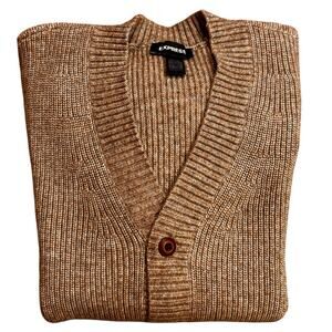 Express Wool Blend Cardigan Tan Heather Men's Size Large Academia College Prep